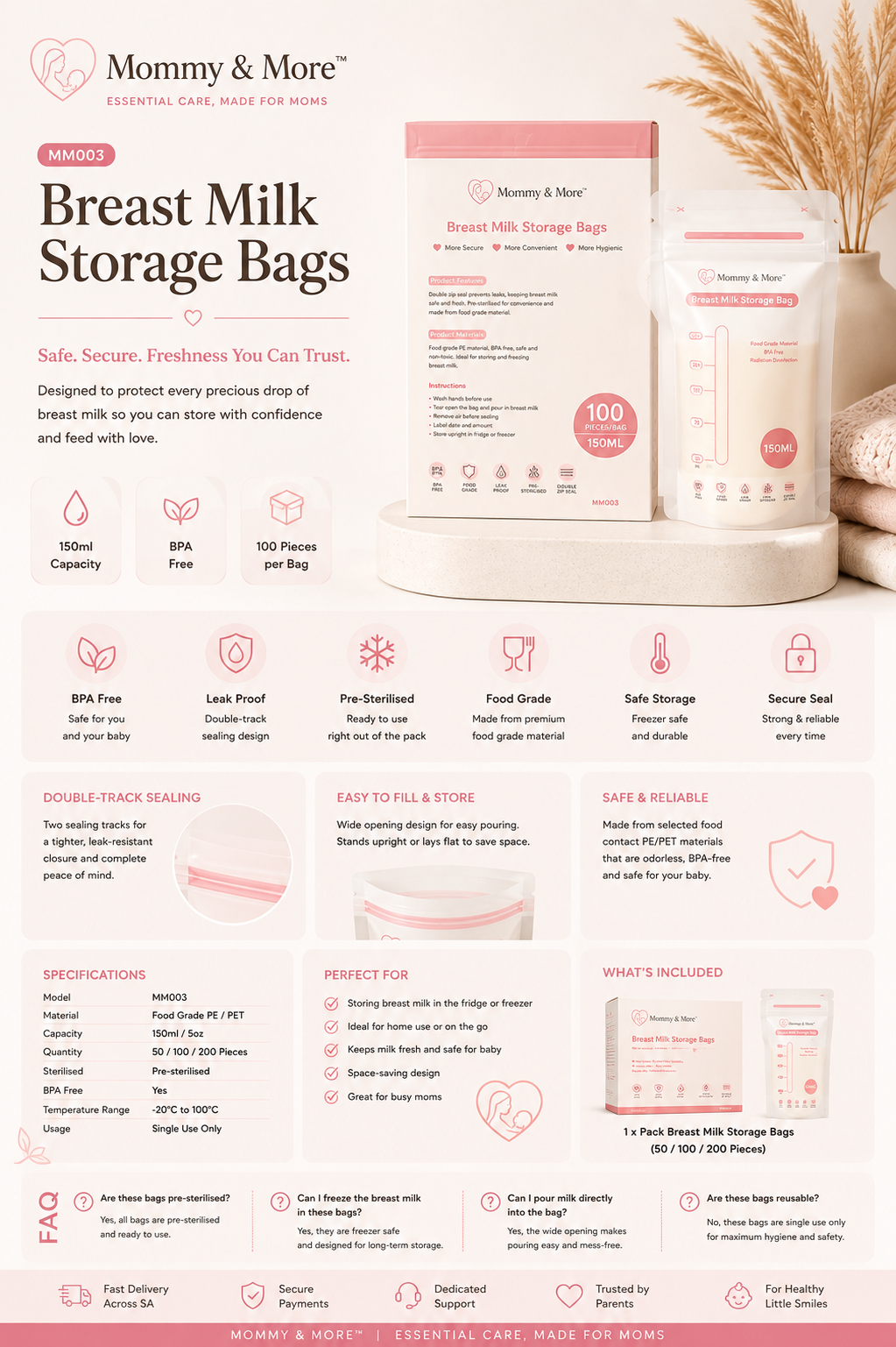 Breast Milk Storage Bags - specifications and features
